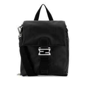 Fendi Men Black Leather Fendi Flux Handbag